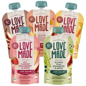 Lovemade Organic Zöldséges gyümölcsös gabonás bébiétel csomagajánlat 5x 100 g 6 hó+