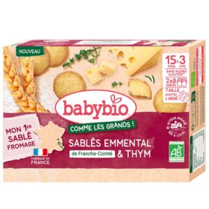 BabyBio Omlós babakeksz Ementáli sajttal és kakukkfűvel 72 g 15 hó+