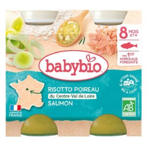 BabyBio Póréhagymás lazacos rizottó 2x200g 8 hó+