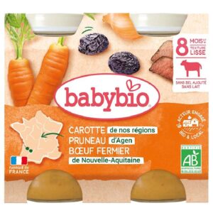 BabyBio Sárgarépa marhahús aszalt szilva 2x200g 8 hó+
