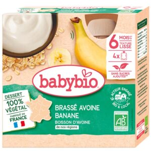 BabyBio Vegán banános zabtejes krémdesszert 4x 85 g 6 hó+