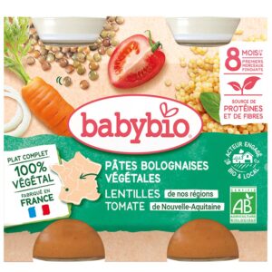 BabyBio Vegán Bolognai tészta lencsével és paradicsommal 2x200 g 8 hó+