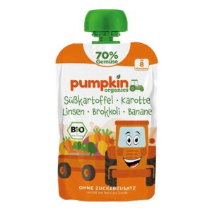Pumpkin Organics “Suuper Veggie” Bio Édesburgonya sárgarépa lencse brokkoli banán 100 g 8 hó+