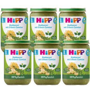 HiPP Bio Makaróni borsóval, zöldségekkel és borsófehérjével 6x 220 g 8 hó+