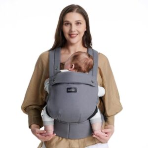 Momcozy PureHug Ergonomikus babahordozó újszülött kortól (pamut, szürke)